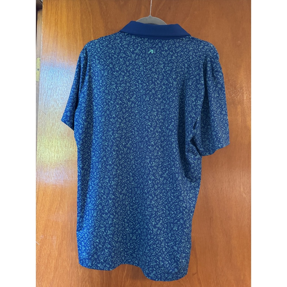 REDVANLY Mens Floral Performance Golf Polo Shirt Navy Blue Green Size M - Picture 3 of 7